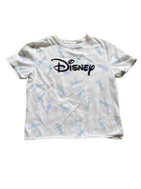 Disney Adult Light Weight Cropped Logo T-Shirt-White-Size S-GUC